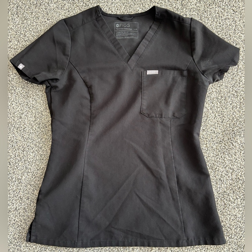 FIGS XXS Women's Black One Pocket Top